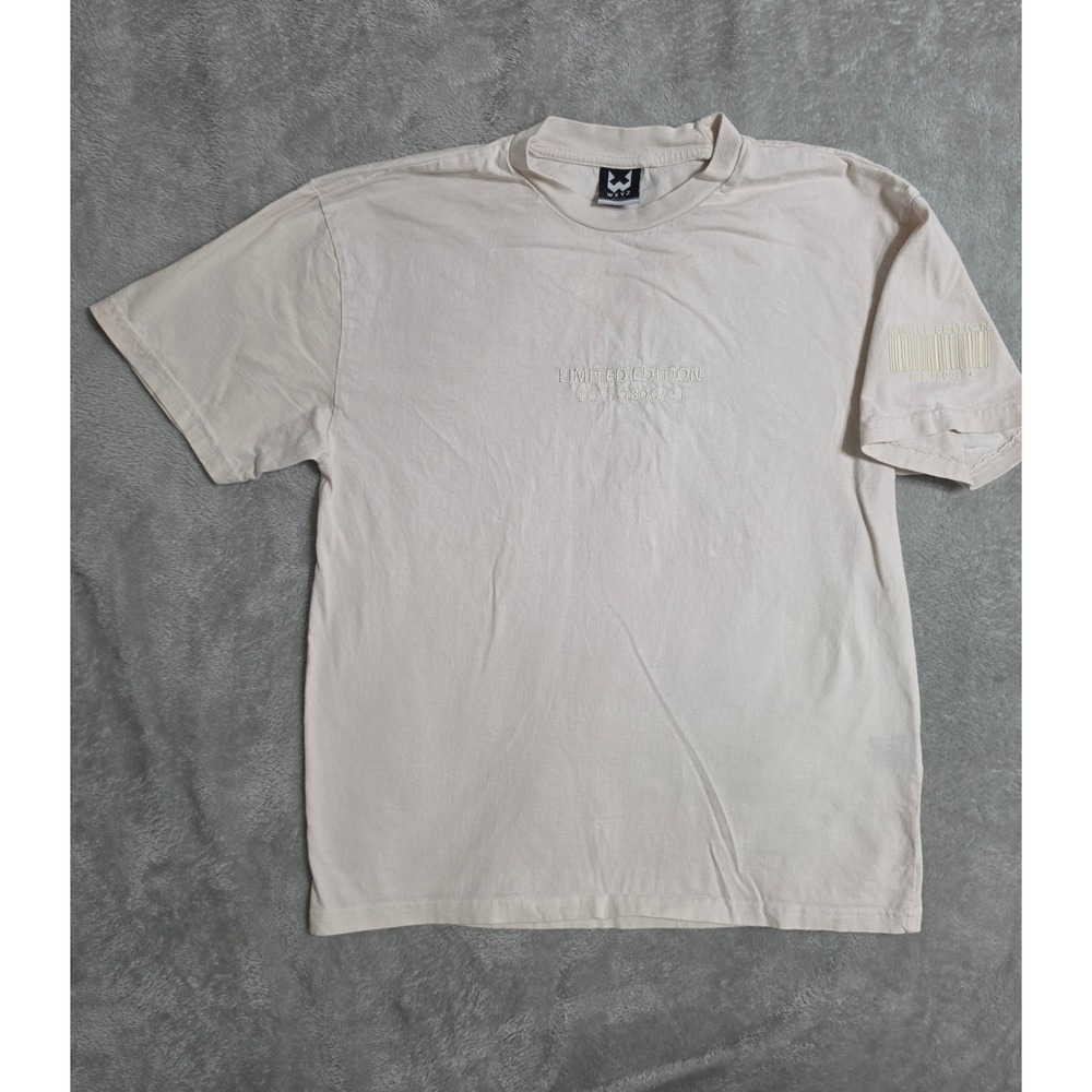 WXYZ MFG‎ CO Limited Edition Barcode T-Shirt Cream Cotton Mens Small S